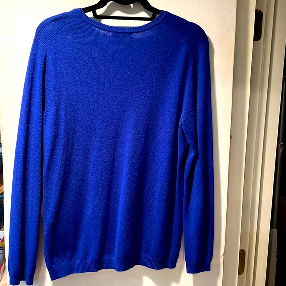 Cashmere Charter Club royal blue v neck sweater - Picture 2 of 3
